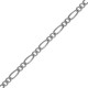 Chaîne de cou maille Figaro 1-2 diamantée en Argent 925 - Longueur 45 cm