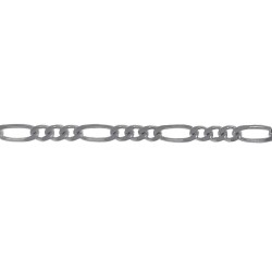 Chaîne de cou maille Figaro 1-3 diamantée en Argent 925 - Longueur au choix