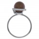 Bague en Argent 925 rhodié, Perle synthétique et Oxydes Zirconium