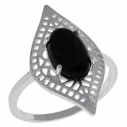 Bague en Argent 925 rhodié et Onyx synthétique