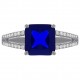 Bague en Argent 925 rhodié et Oxydes Zirconium bleu et blancs