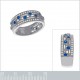 Bague en Argent 925 rhodié et Oxydes Zirconium bleus et blancs