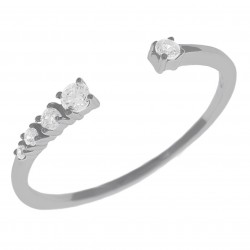 Bague ouverte en Argent 925 rhodié et Oxydes Zirconium