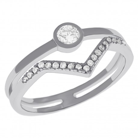 Bague en Argent 925 rhodié et Oxydes Zirconium