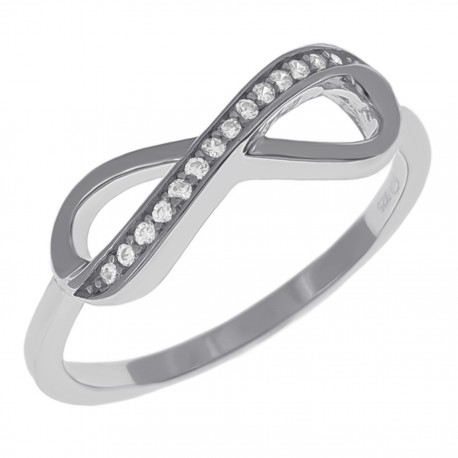 Bague Infini en Argent 925 rhodié et Oxydes Zirconium