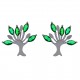 Boucles d'oreilles Arbre de Vie en Argent 925 rhodié et Oxydes Zirconium verts