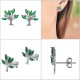 Boucles d'oreilles Arbre de Vie en Argent 925 rhodié et Oxydes Zirconium verts