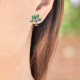 Boucles d'oreilles Arbre de Vie en Argent 925 rhodié et Oxydes Zirconium verts