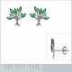 Boucles d'oreilles Arbre de Vie en Argent 925 rhodié et Oxydes Zirconium verts