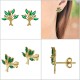 Boucles d'oreilles Arbre de Vie Plaqué Or 18 carats et Oxydes Zirconium verts