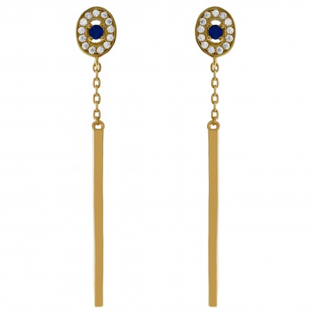 Boucles d'oreilles pendantes Plaqué Or 18 carats et Oxydes Zirconium