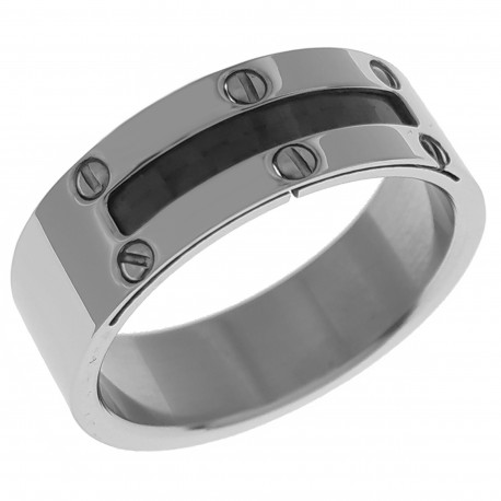 Bague homme en Acier inoxydable et Carbone