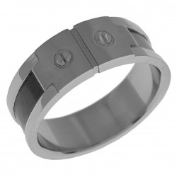 Bague homme en Acier inoxydable et Carbone