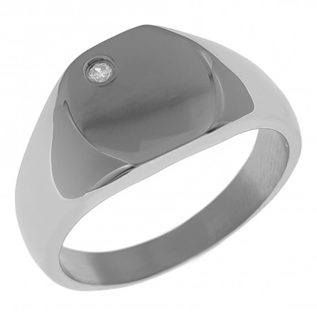 Bague chevalière en Acier inoxydable et Oxyde Zirconium