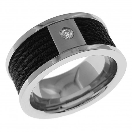 Bague homme en Acier inoxydable et Oxyde Zirconium