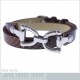 Bracelet en cuir marron et acier inoxydable