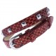 Bracelet en cuir rose et acier inoxydable