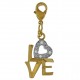 Pendentif Charm Coeur Love Plaqué Or 18 carats et Oxydes zirconium