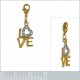 Pendentif Charm Coeur Love Plaqué Or 18 carats et Oxydes zirconium