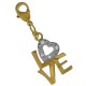 Pendentif Charm Coeur Love Plaqué Or 18 carats et Oxydes zirconium