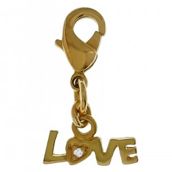 Pendentif Charm Coeur Love Plaqué Or 18 carats et Oxyde zirconium