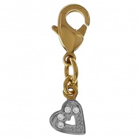 Pendentif Charm Coeur Plaqué Or 18 carats et Oxydes zirconium