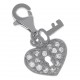 Pendentif Charm Coeur en Argent 925 rhodié et Oxydes zirconium