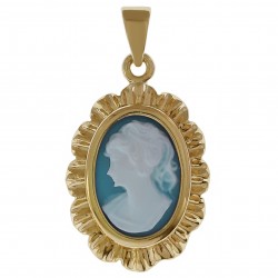 Pendentif Camé bleu Plaqué or 18 carats