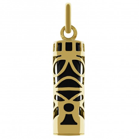 Pendentif Tiki Plaqué or 18 carats et Onyx synthétique