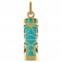 Pendentif Tiki Plaqué or 18 carats et Turquoise synthétique