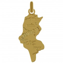 Pendentif Carte de Tunisie Plaqué or 18 carats