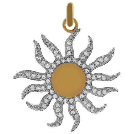 Pendentif Soleil Plaqué or 18 carats et Oxydes zirconium