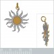 Pendentif Soleil Plaqué or 18 carats et Oxydes zirconium