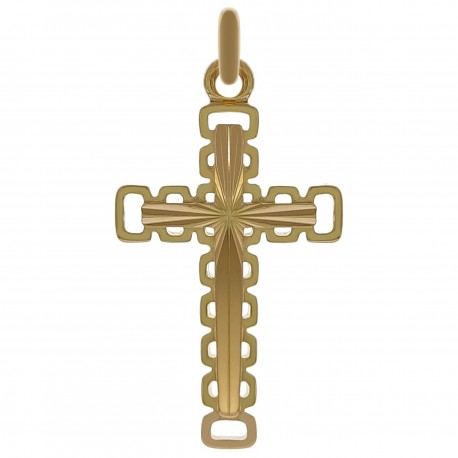 Pendentif Croix relief Plaqué or 18 carats