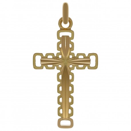 Pendentif Croix relief Plaqué or 18 carats