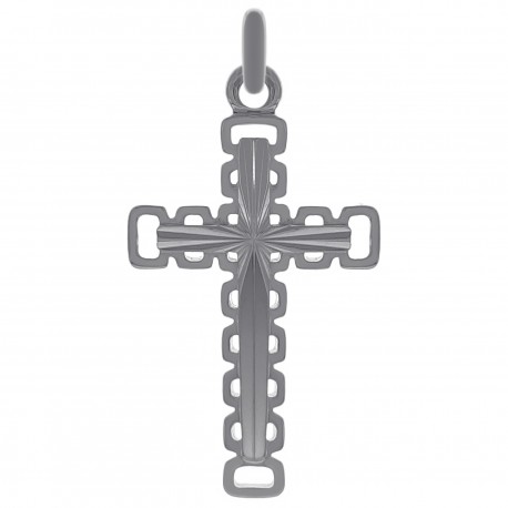 Pendentif Croix relief en Argent 925 rhodié