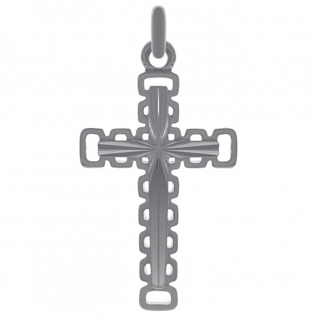 Pendentif Croix relief en Argent 925 rhodié