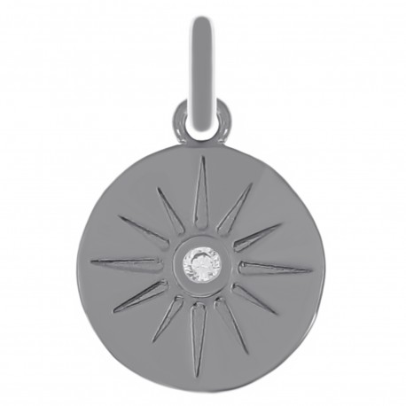 Pendentif en Argent 925 rhodié et Oxyde Zirconium