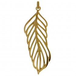 Pendentif Plume ajourée Plaqué or 18 carats