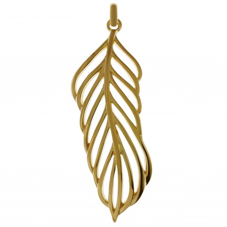 Pendentif Plume ajourée Plaqué or 18 carats