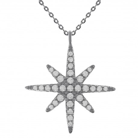 Collier étoile en Argent 925 rhodié et Oxydes Zirconium