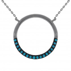 Collier en Argent 925 rhodié et Turquoises synthétiques