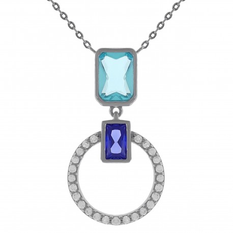 Collier en Argent 925 rhodié et Oxydes Zirconium