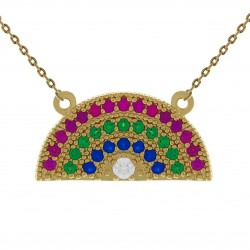 Collier Arc-en-ciel Plaqué Or 18 carats et Oxydes Zirconium