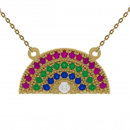 Collier Arc-en-ciel Plaqué Or 18 carats et Oxydes Zirconium