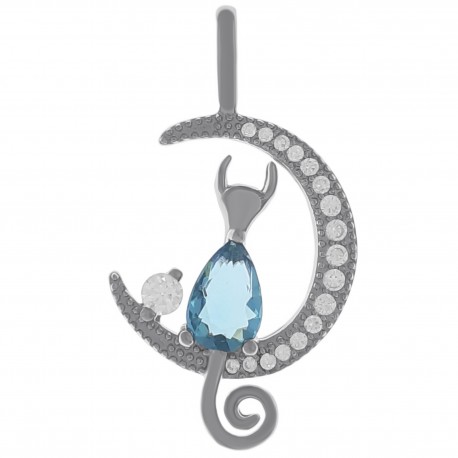 Pendentif en Argent 925 rhodié et Oxydes zirconium