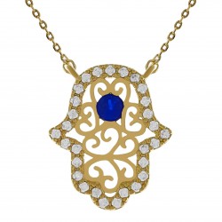 Collier Main de Fatma Plaqué Or 18 carats et Oxydes Zirconium