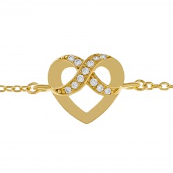 Bracelet Coeur Infini Plaqué Or 18 carats et Oxydes Zirconium