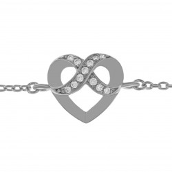 Bracelet Coeur Infini en Argent 925 rhodié et Oxydes Zirconium