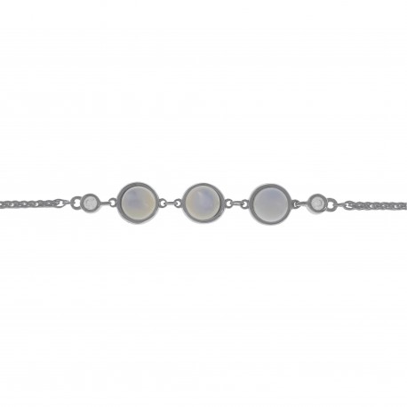 Bracelet en Argent 925 rhodié et Nacre